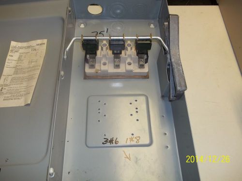SIEMENS DISCONNECT TYPE 1 CAT#NF353 100A 600V NON-FUSIBLE