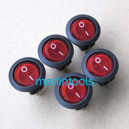 5Pcs Rotundity SPST ON/OFF Lighted Snap In Rocker Switch