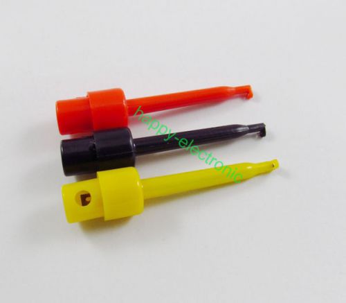30pcs 2.24&#034; test hook probe spring clip for pcb smd ic diy 3 colors each 10pcs for sale