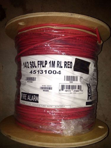 14/2 Fire Alarm Wire Cable - FPLP PLENUM Rated Unshielded - 1000 ft. Plenum RED