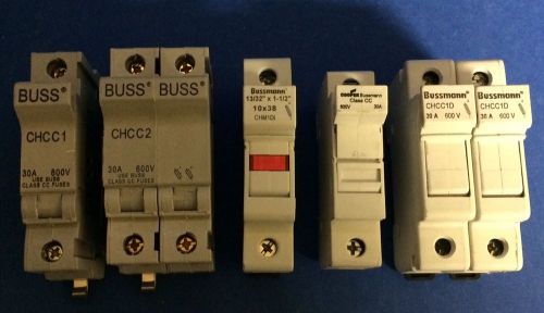 Lot of (6) Assorted BUSS Bussman Fuse Holders CHCC1, CHCC2, CHCC1D, CHCC CHM1D1