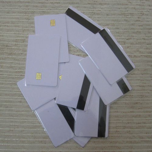 10pcs,PVC contact smart IC card with 4442 chip+magnetic stripe,3-tracks,HiCo