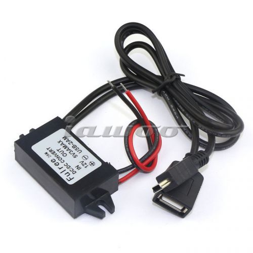 1A 12V to 5V DC Volt Convert Car Power Supply Mini USB Male And A Type Connector