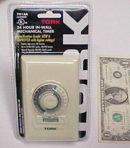 24 Hour Mechanical In-Wall Timer 20A Tork 701AA, UL Listed 1350W Spec Grade 1 HP
