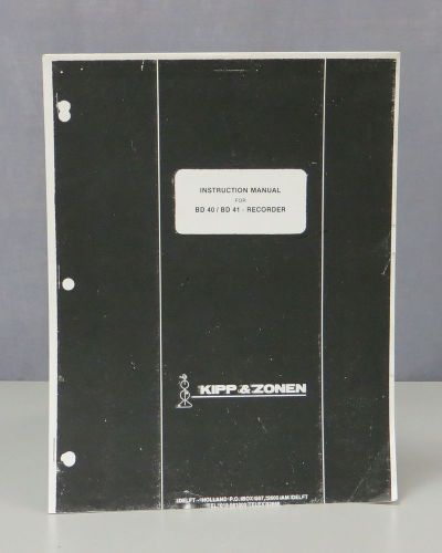 Kipp &amp; Zonen BD 40/BD 41 Recorder Instruction Manual