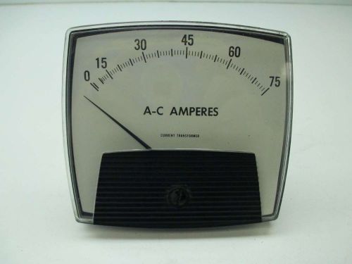 GENERAL ELECTRIC GE 50-171141LSPB AC AMPERES AMMETER 0-75 METER D394820