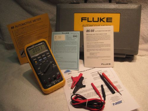 FLUKE 88 Auto DMM - holster, leads, case and calibration certificate 12/16/2014
