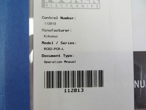 Kikusui RC02- PCR-L SERIES Remote Controller Operation Manual