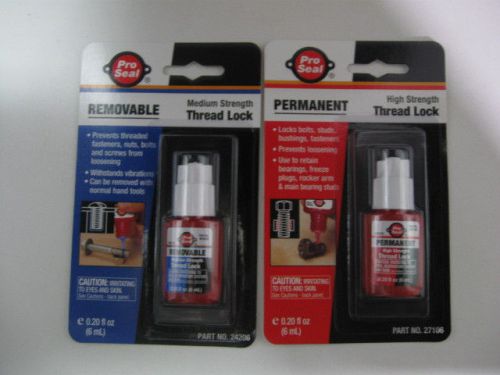 Two Pro Seal Thread Lock Blue Removable &amp; Red Permanent Threadlocker AKA Loctite