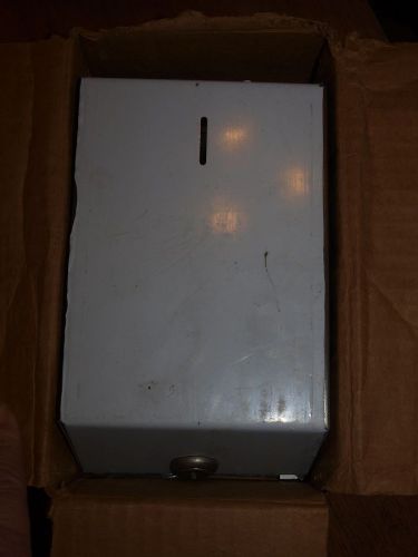 Vintage square metal toilet paper dispenser, with key  NOS