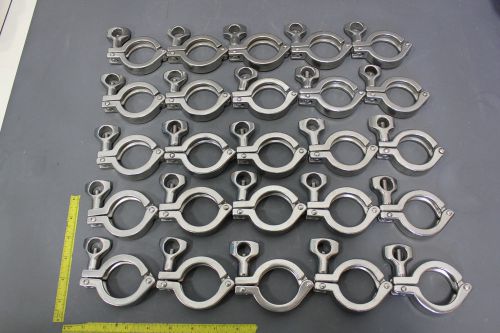 LOT OF 25 1.5&#034; SANITARY CLAMPS A3 316L STAINLESS STEEL TRI-CLAMP (S1-B-10R)