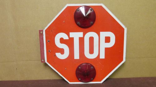 Used Vintage Aluminum &#034;STOP&#034; Sign with 4 Large Reflectors Street Traffic Signage