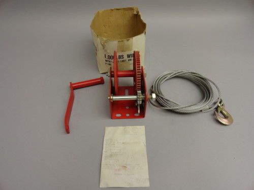 NEW PITTSBURGH P-189 P189 1,000 LBS WINCH 3/16&#034; X 25&#039; CABLE AND HOOK