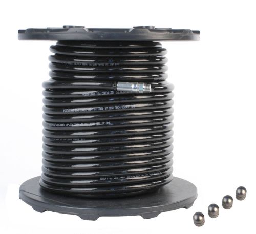 Sewer jetter hose &amp; 4 piece set nozzles 3/8&#034;x 300&#039; 4800 psi &amp; 4.8 button nose for sale