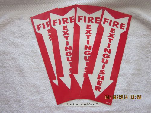 (LOT OF 4) SELF-ADHESIVE VINYL &#034;FIRE EXTINGUISHER ARROW&#034; SIGN&#039;S...4&#034; X 12&#034; NEW