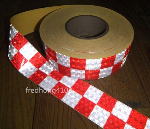 Red&amp;silver square safety reflective tape self-adhesive warning tape 1.97&#034;x32.8&#039; for sale