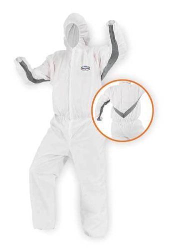 A30 KLEENGUARD 46146 Hooded White Coverall with Grey Stretch, 3X-LARGE, 21-Pack