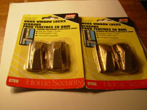 Lot of two (2) wood window locks for double hung windows mag security new nr for sale