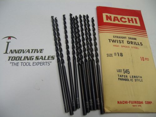 #18 .1695 dia taper length hss drill pb black oxide nachi brand 10pcs for sale