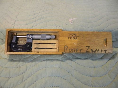 Vtg Tesa 1 Inch Micrometer Swiss Made IOB Excellent Condition NR