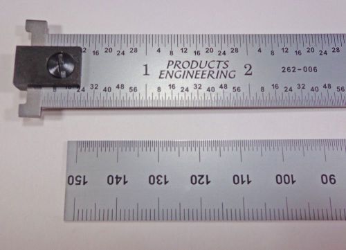Pec usa 150mm 6&#034; hook rule / ruler rigid satin machinist .5mm, mm, 1/32, 1/64 for sale