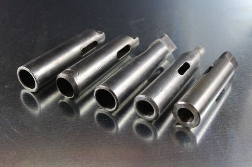 Drill sleeve adapters morse taper shank 2-4 mt &amp; 3-4 mt collis lot of 5 for sale