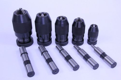 5 pc 1/64 - 3/4&#034; pro-series keyless drill chucks set &amp; 5 pc 1/2&#034; st shank arbors for sale