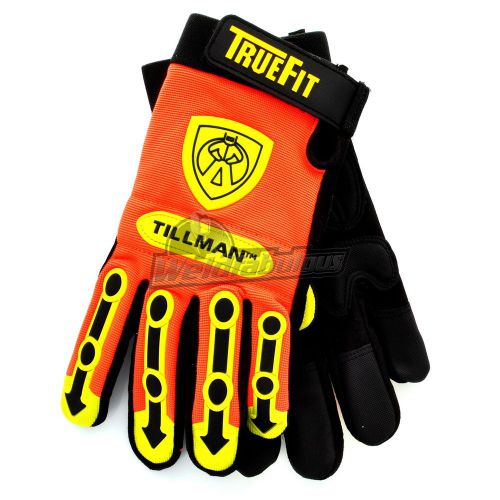 Tillman 1498L Truefit Syn.Leather Palm w/TPR Pads Hi-Vis Nylon Work Glove, Large