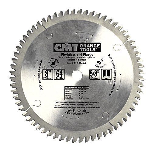 CMT 222.064.08 Industrial Plexiglass and Plastic Saw Blade  8-Inch x 64 Teeth MA