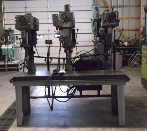 3 spindle drill press with (2) clausing 20&#034; drill heads and (1) powermatic 20&#034; d for sale