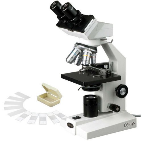 40x-1000x binocular biological microscope + mech stage + slides for sale