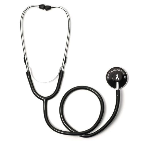 Black Single Head Stethoscope with Keep Calm and Fight On Cancer