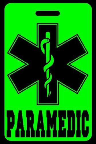 Day-glo green paramedic luggage/gear bag tag - free personalization - new for sale