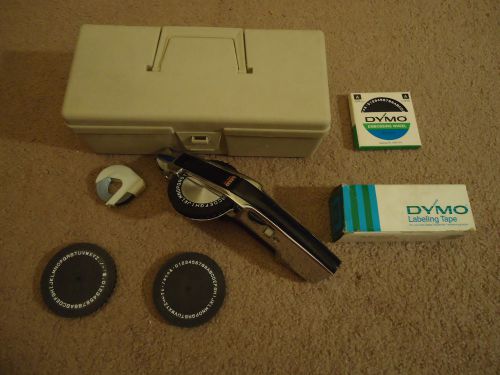 Chrome Dymo 1570 Label Maker with Case and a bunch of extras