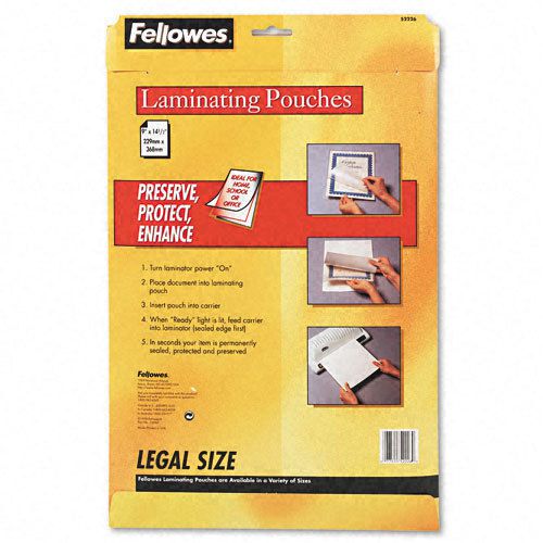 Fellowes laminating pouches, 3 mil, 14-1/2 x 9, 50/pack, pk - fel52226 for sale