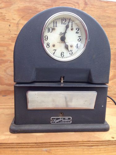 Vintage Simplex Time Recorder Industrial Office Shop Heavy Time Clock Art Deco