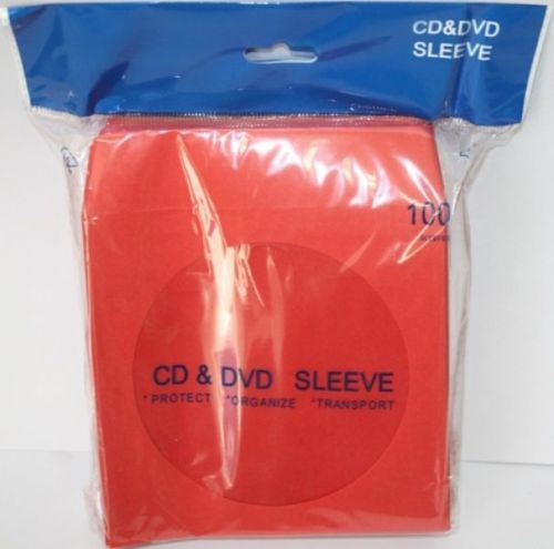 100 Red Color CD DVD Paper Sleeve Envelopes