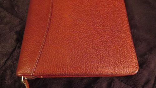 FRANKLIN COVEY Planner Cover Brown Pebbled Genuine Leather Brass Rings