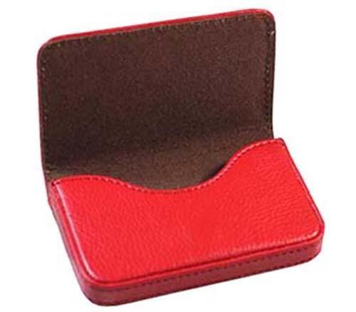 Pocket Leatherette Business Name Credit Card Holder Wallet Box Case Red B37R