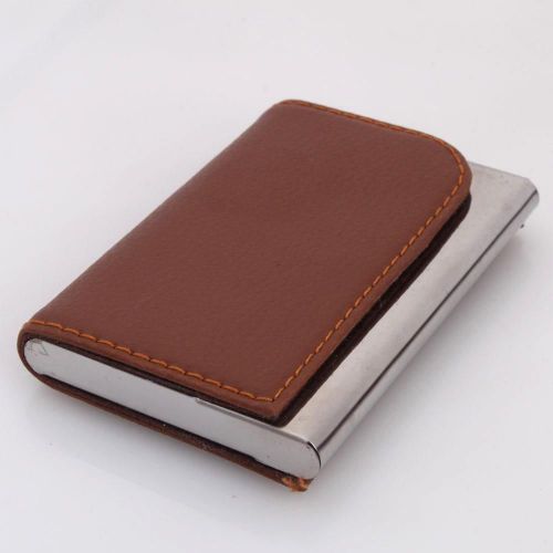 Metal artificial leather business name credit card case holder wallet  billfold for sale
