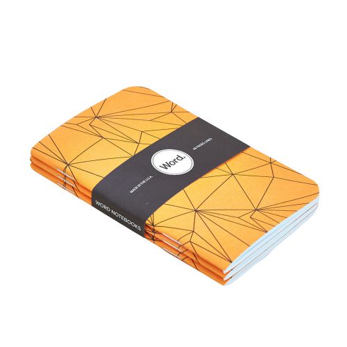 Word. Orange Polygon 3 Pack Lined Acid Free Recycled Pocket Notebook To Do Lists