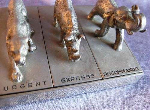 Rubber Stamp Set Decorative Box Animal Figurines Recommande Express Urgent, 60s