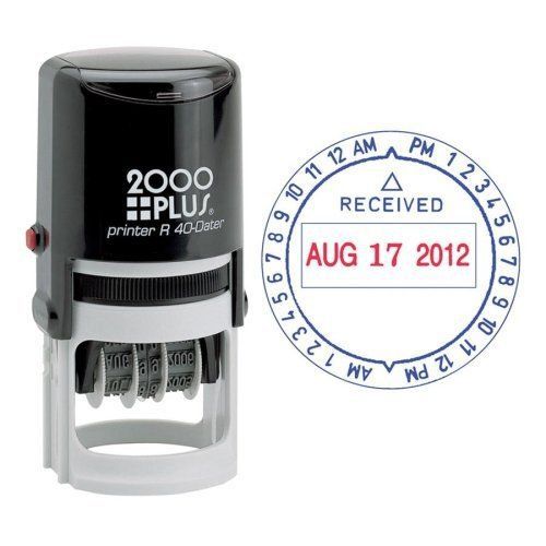 COSCO 2000 Plus Self-Inking Date and Time Stamp - Red  Blue