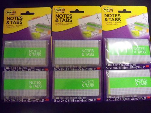 Post-it Notes &amp; Tabs, Orange/Neon Green, 72 Tabs-2 x 1.5, 150 Notes-2 x 2 (6 pk)
