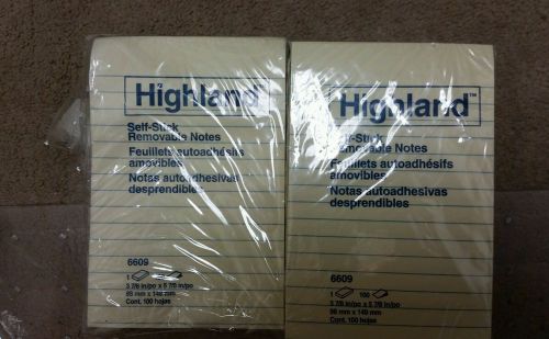 lot 11 Highland Sticky note pads self stick removable 3 7/8&#034; X 5 7/8&#034; 100 sheets