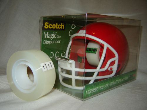 Scotch Transparent Tape Dispenser Red Football Helmet + Exclusive Bonus Roll