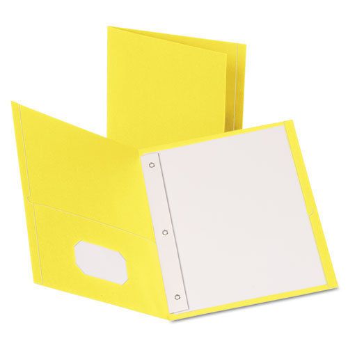 Twin-pocket folders with 3 fasteners, letter, 1/2&#034; capacity, yellow, 25/box for sale