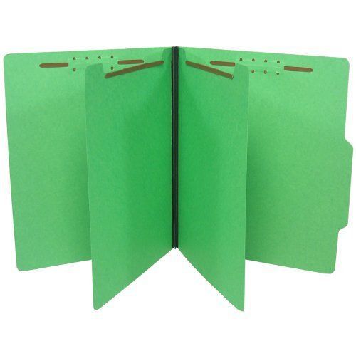 Classification folders box of 25, 6 section, letter, green, 15pt pressboard for sale