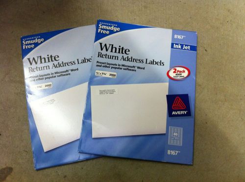 Avery White Return Address Labels 8167 Ink jet 2 pack 4000 labels