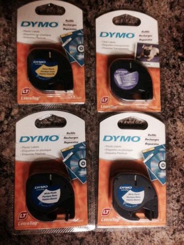 Lot Of 4 New In Package Dymo Plastic Label Tape Refill Cartridges